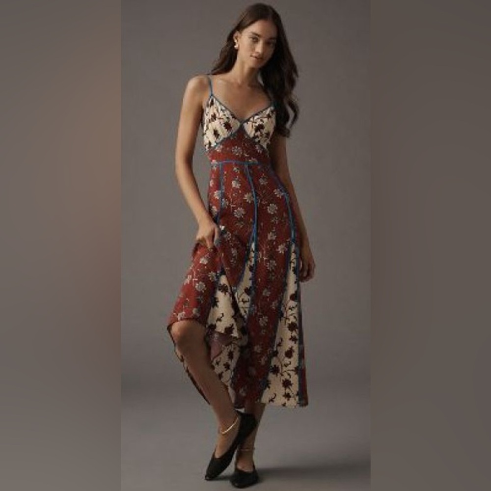 Anthropologie Plenty by Tracy Reese Floral Paneled MIDI Dress